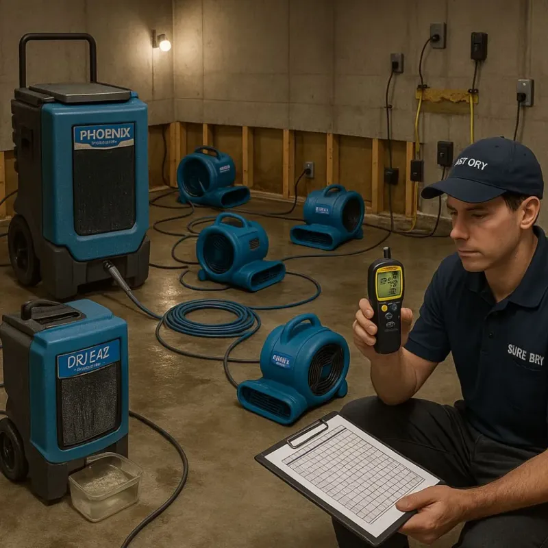 Structural Drying and Dehumidification process in Woodville, TX